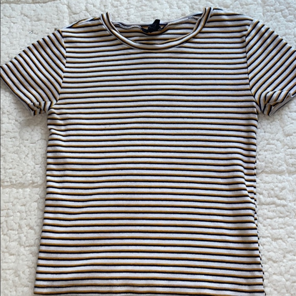 Yellow Striped Crop Top